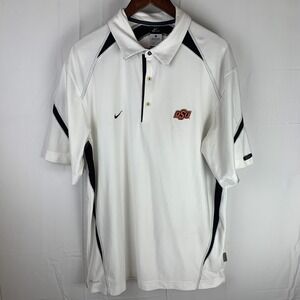 Oklahoma State Cowboys Nike Dri-Fit Polo‎ White Large Embroidered Logo OSU